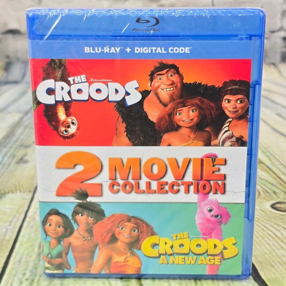 The Croods 2-Movie Collection Blu-ray Digital Kids Family Animation New Sealed
